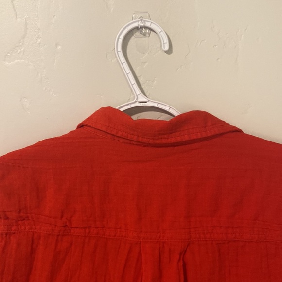 New Long-Sleeve Button-Up Red Blouse - Picture 8 of 14